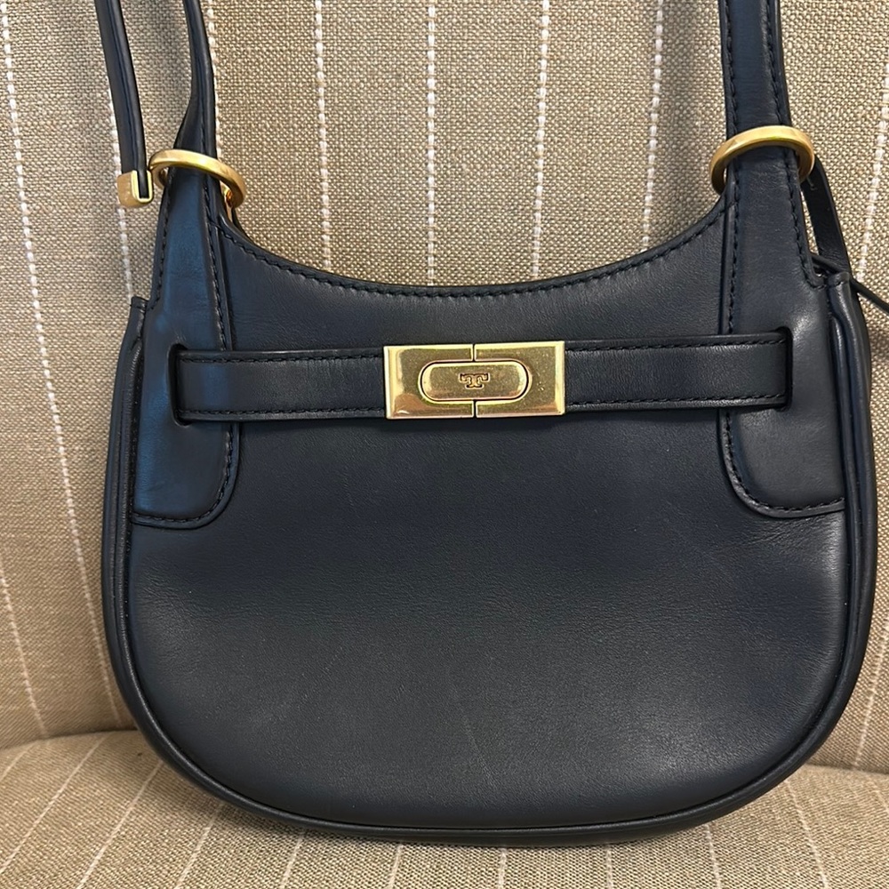 Tory Burch Black and Gold Leather Crossbody Bag with Timeless Design